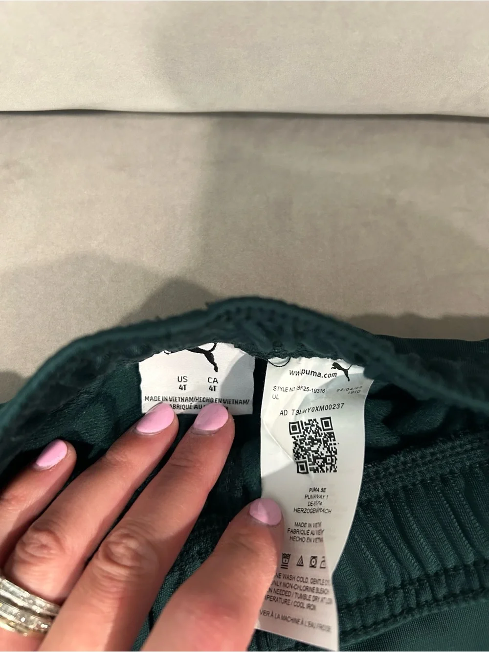 Puma Dark Green Joggers with White Piping
